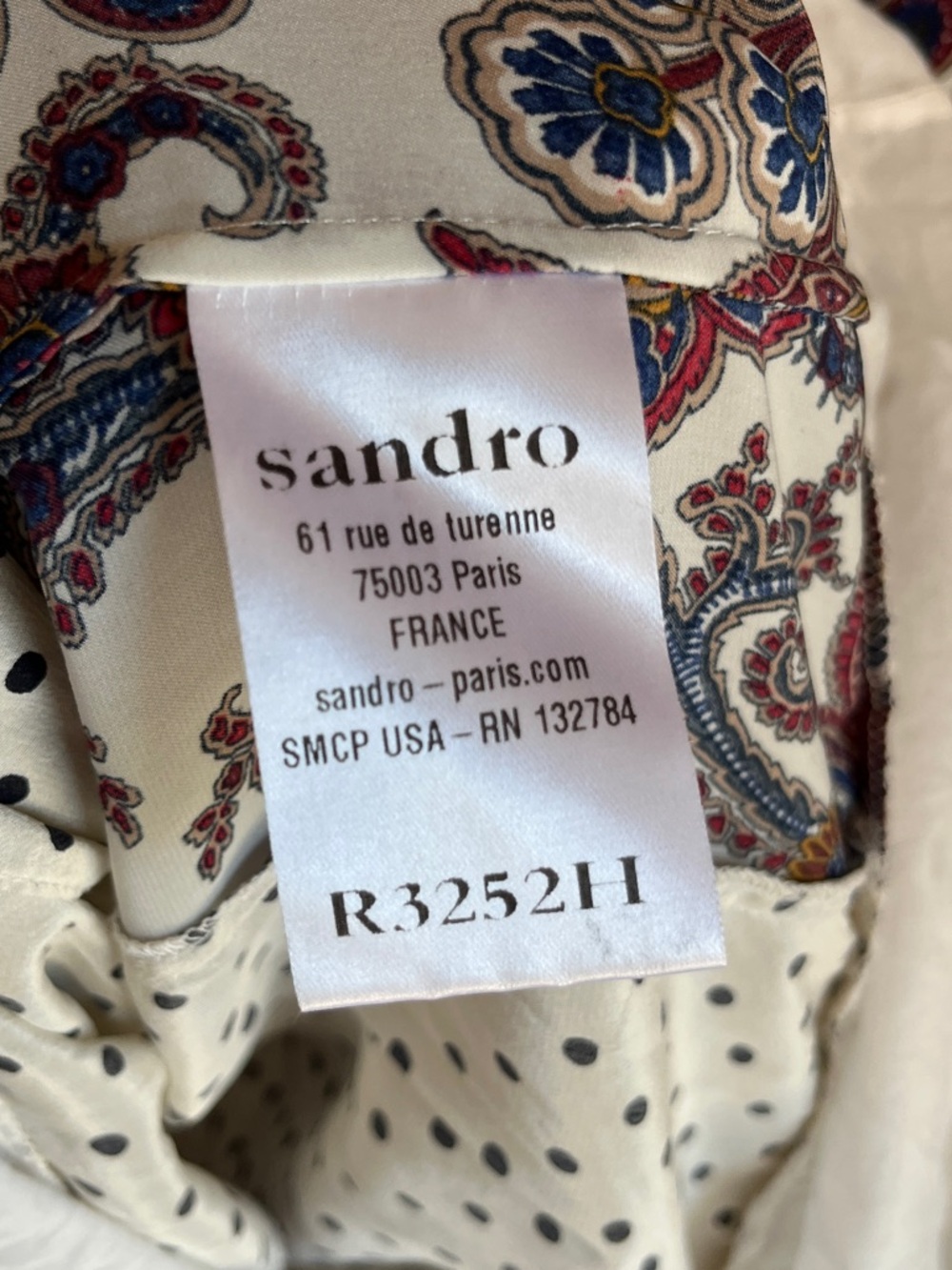 Sandro 100% Silk Mixed Print Polka Dot Paisley Drop Waist Dress - Size 2 / Small - Picture 9 of 11